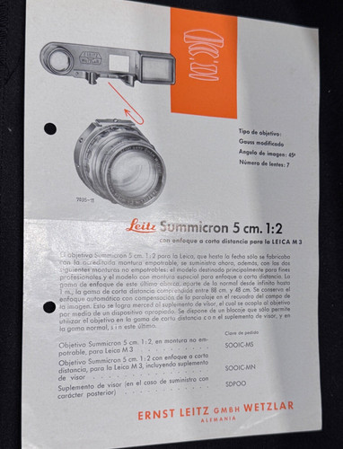 A0785 leica summicron 5cm - summicron, 2/5cm
